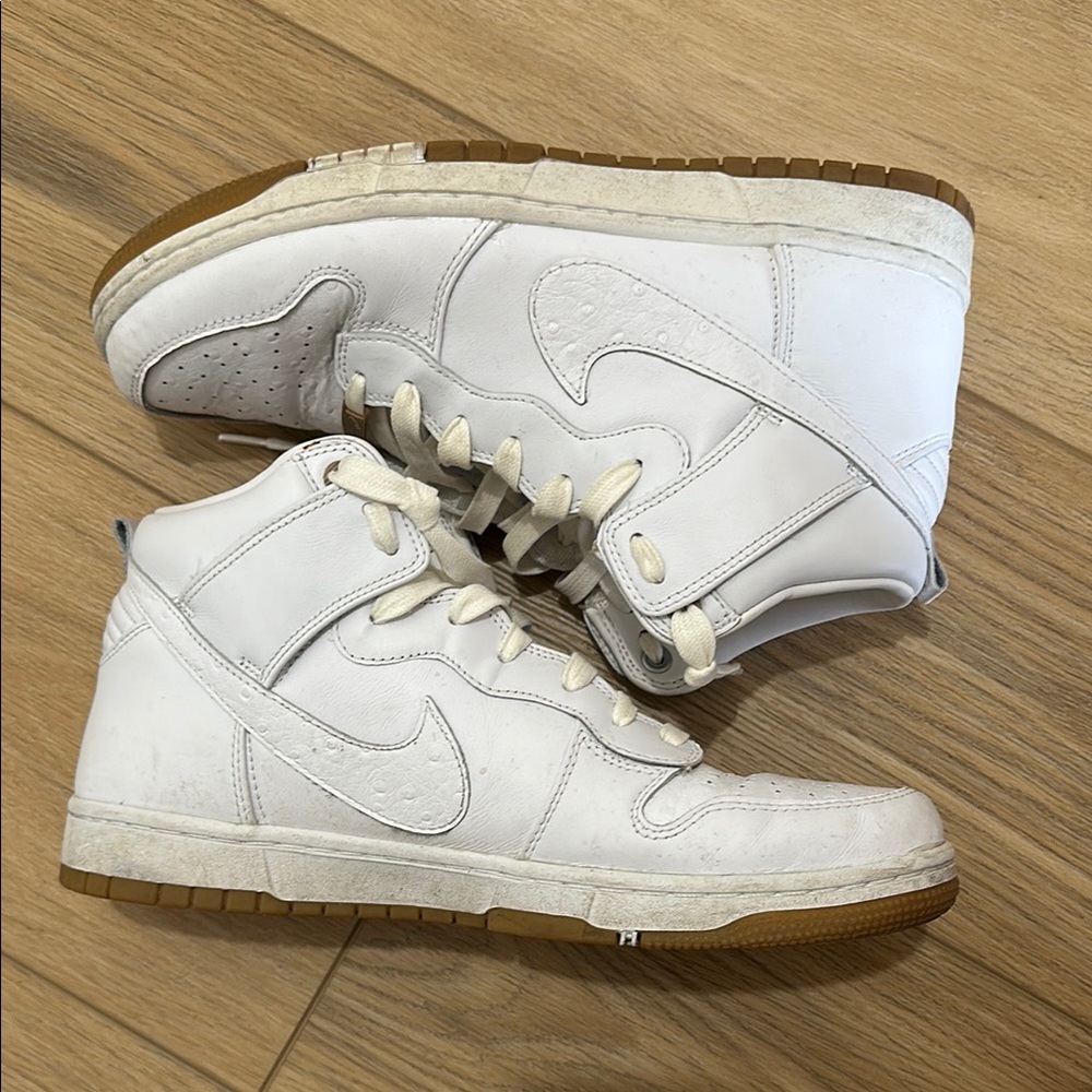 Nike Air Force 1 White High-Top Sneakers with Gum Sole
